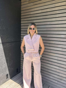 Blazer sans manche rose poudré 