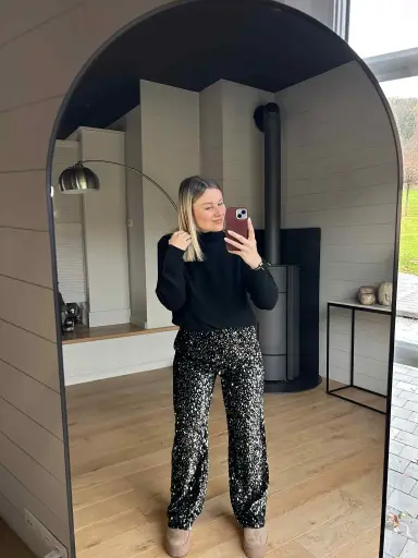 Pantalon Gina Noir & Argenté